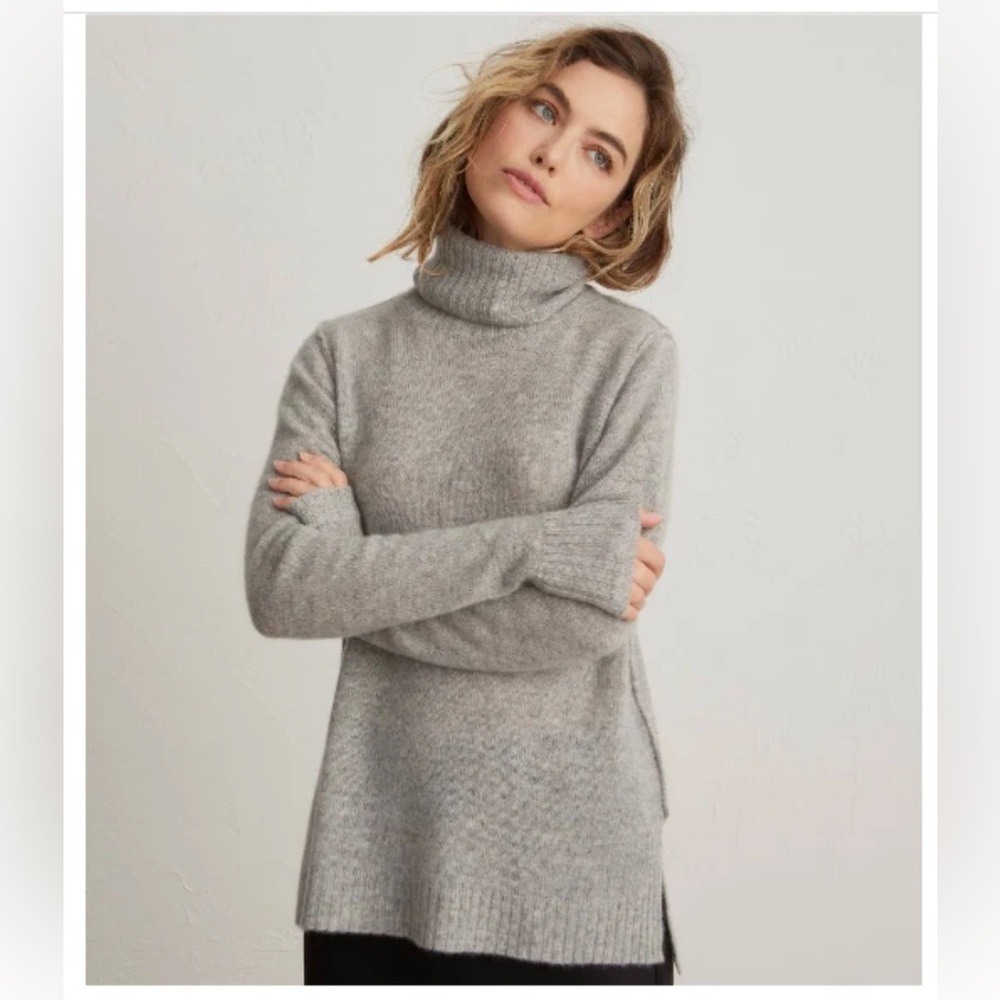 NWT Michael Stars Veronica 100% Cashmere Relaxed Turtleneck Sweater XS Gray